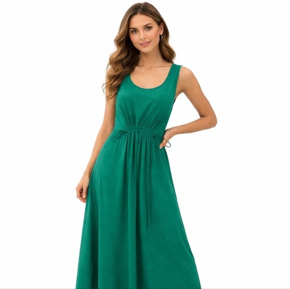 Athleta Dresses & Skirts - ATHLETA Women’s Echo Sleeveless Midi Dress Casual Ruched Stretch